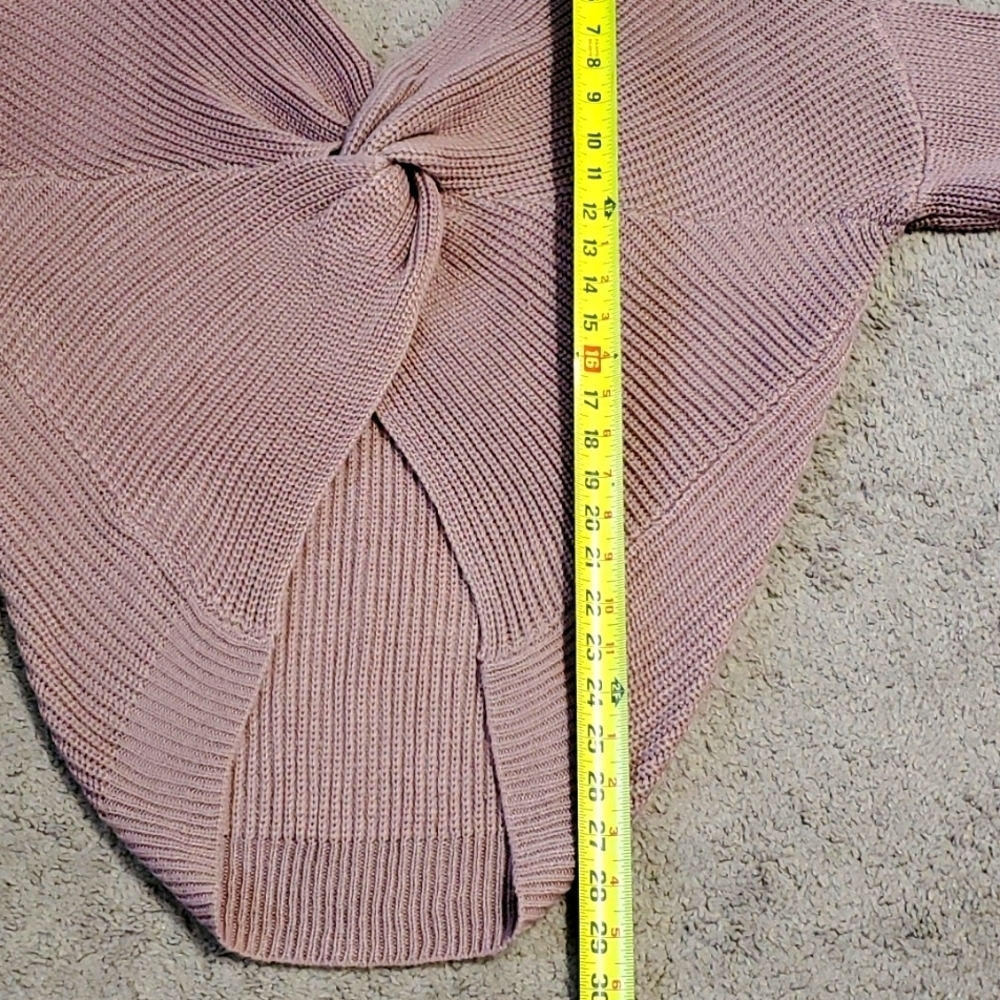 "Love Tree" Long-Sleeve Waffle Knit Sweater, with V-neck Front & Twisted Back - Picture 9 of 14